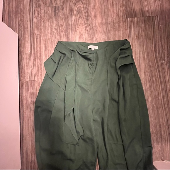 Webber Forest Green Tie Front Wide Leg Pants Lulu’s - Picture 3 of 4